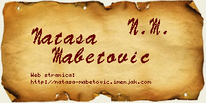 Nataša Mabetović vizit kartica